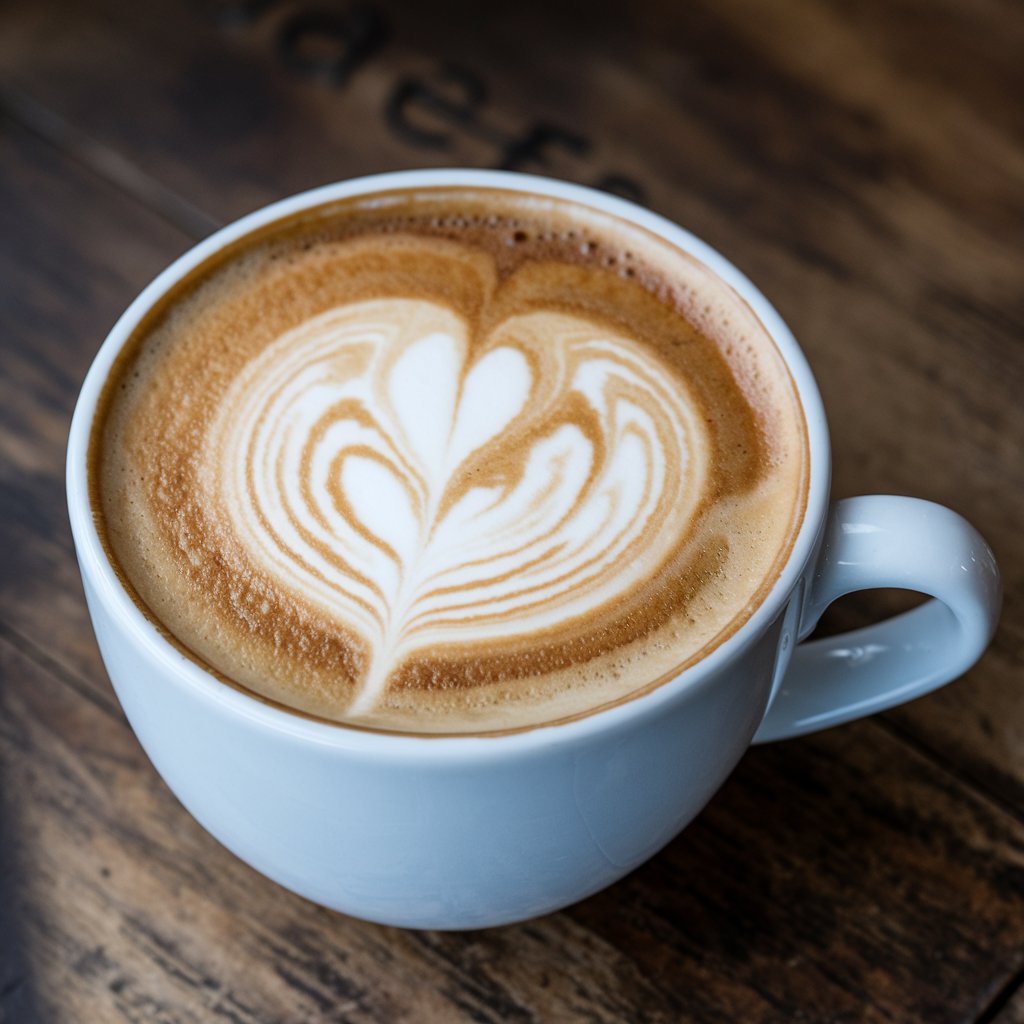 Professional latte with heart-shaped latte art